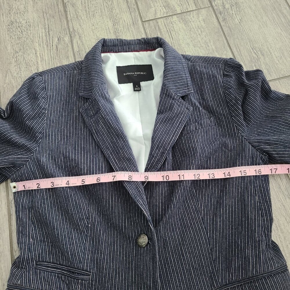 Banana Republic women's blue and white striped blazer size 6 - Picture 8 of 12